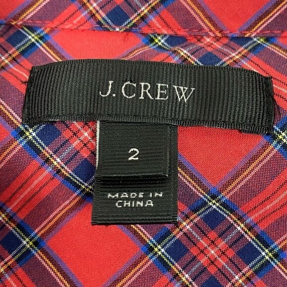J. Crew Red Plaid Half Button Down Long Sleeve Shirt - Picture 5 of 7
